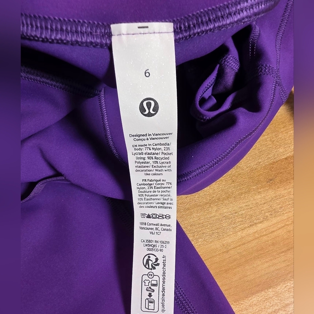 Lululemon Wunder Train High Waisted Leggings Size 6 Purple #YLEG3 - Picture 2 of 12